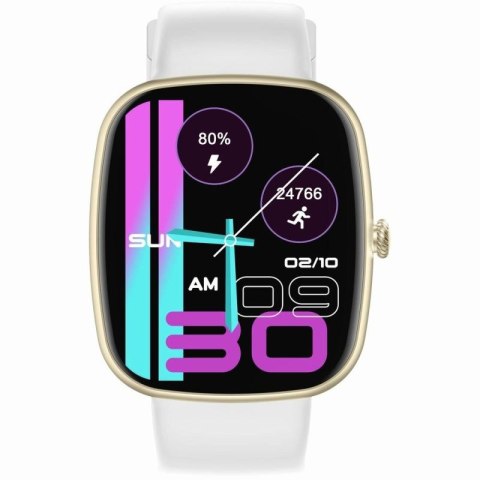 Smartwatch Damski GRAVITY GT18-8 Beżowy Pasek Silikonowy + Biały Pasek