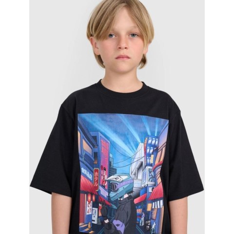 T-shirt oversize z nadrukiem chłopięcy 4F 4FJRAW25TTSHM3061-20S 4f