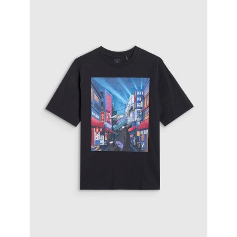 T-shirt oversize z nadrukiem chłopięcy 4F 4FJRAW25TTSHM3061-20S 4f