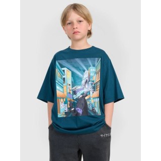 T-shirt oversize z nadrukiem chłopięcy 4F 4FJRAW25TTSHM3061-46S 4f