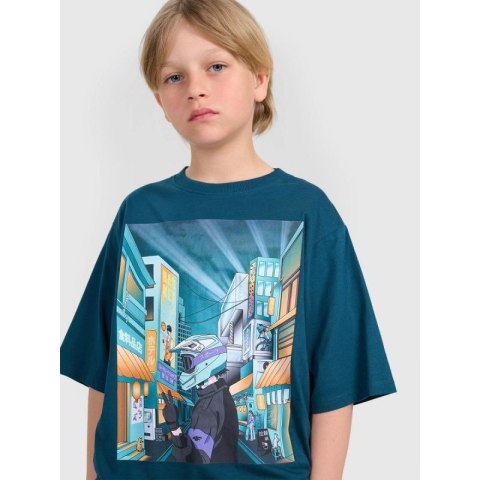 T-shirt oversize z nadrukiem chłopięcy 4F 4FJRAW25TTSHM3061-46S 4f