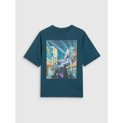 T-shirt oversize z nadrukiem chłopięcy 4F 4FJRAW25TTSHM3061-46S 4f