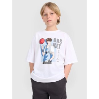 T-shirt oversize z nadrukiem chłopięcy 4F 4FJRAW25TTSHM3062-10S 4f