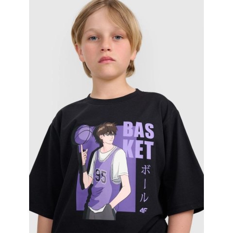 T-shirt oversize z nadrukiem chłopięcy 4F 4FJRAW25TTSHM3062-20S 4f