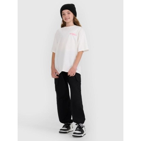 T-shirt oversize z nadrukiem dziewczęcy 4F 4FJRAW25TTSHF2935-11S 4f