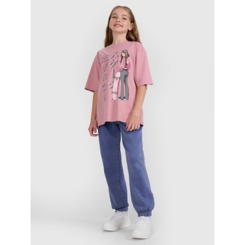 T-shirt oversize z nadrukiem dziewczęcy 4F 4FJRAW25TTSHF2936-54S 4f