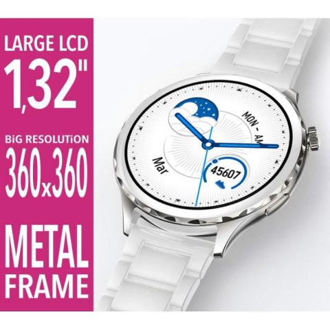Smartwatch Damski Rubicon RNCF02-1 Srebrno-Srebrny + Czarny Silikonowy Pasek RUBICON