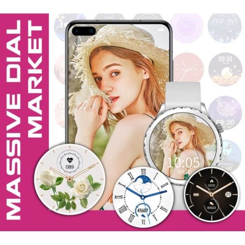 Smartwatch Damski Rubicon RNCF02-1 Srebrno-Srebrny + Czarny Silikonowy Pasek RUBICON