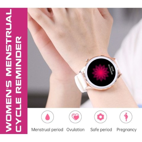 Smartwatch Damski Rubicon RNCF02-1 Srebrno-Srebrny + Czarny Silikonowy Pasek RUBICON