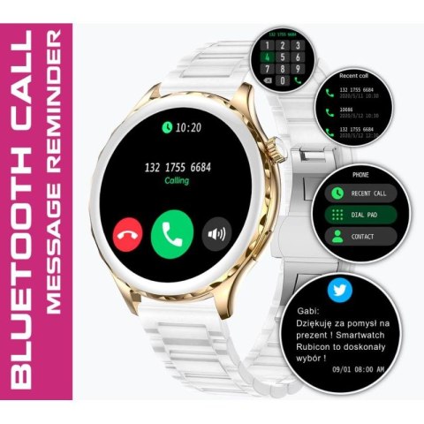 Smartwatch Damski Rubicon RNCF02-1 Srebrno-Srebrny + Czarny Silikonowy Pasek RUBICON