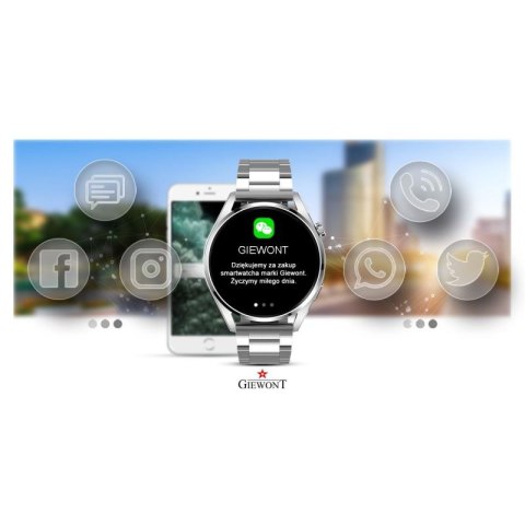 Smartwatch GIEWONT Vertex SmartCall GW450-4 Silver/Carbon Silikon Giewont