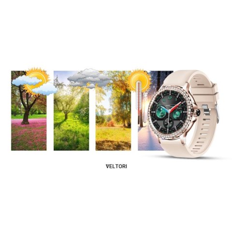Smartwatch Damski VELTORI VT320-1 Złota Bransoleta + Różowy Pasek Silikonowy VELTORI
