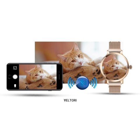 Smartwatch Damski VELTORI VT340-1 Złota Bransoleta + Różowy Pasek Silikonowy VELTORI