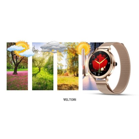 Smartwatch Damski VELTORI VT340-1 Złota Bransoleta + Różowy Pasek Silikonowy VELTORI