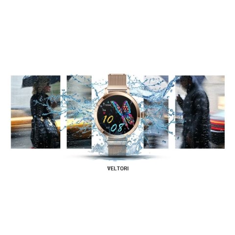 Smartwatch Damski VELTORI VT340-1 Złota Bransoleta + Różowy Pasek Silikonowy VELTORI