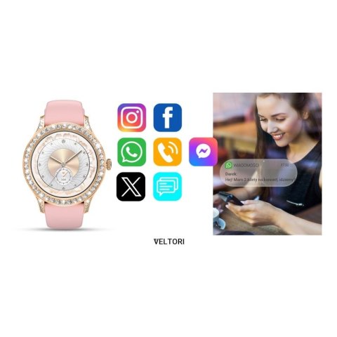Smartwatch Damski VELTORI VT360-1 Różowy Pasek Silikonowy VELTORI
