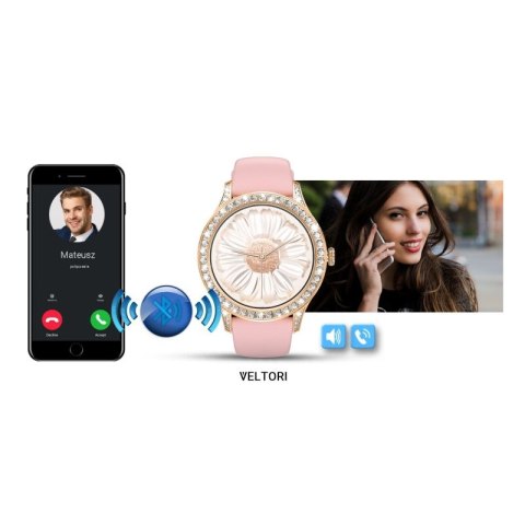 Smartwatch Damski VELTORI VT360-1 Różowy Pasek Silikonowy VELTORI