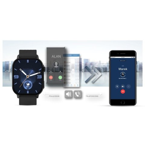 Smartwatch Gravity GT15-1 Czarny Pasek Silikonowy + Czarna Bransoleta Gravity