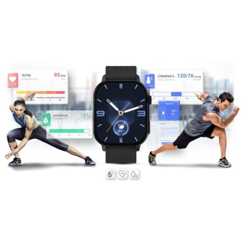 Smartwatch Gravity GT15-1 Czarny Pasek Silikonowy + Czarna Bransoleta Gravity