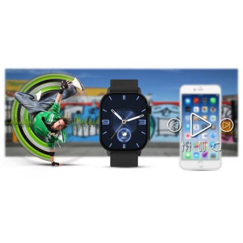 Smartwatch Gravity GT15-1 Czarny Pasek Silikonowy + Czarna Bransoleta Gravity
