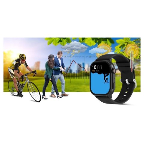 Smartwatch Gravity GT15-1 Czarny Pasek Silikonowy + Czarna Bransoleta Gravity