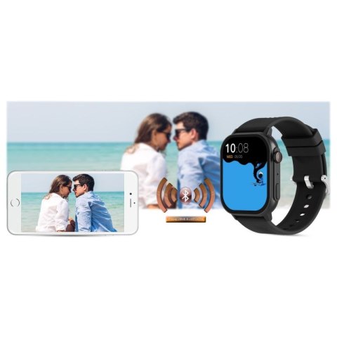 Smartwatch Gravity GT15-1 Czarny Pasek Silikonowy + Czarna Bransoleta Gravity