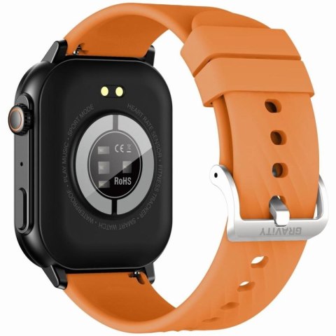 Smartwatch Gravity GT15-2 Pomarańczowy Pasek Silikonowy + Czarna Bransoleta Gravity