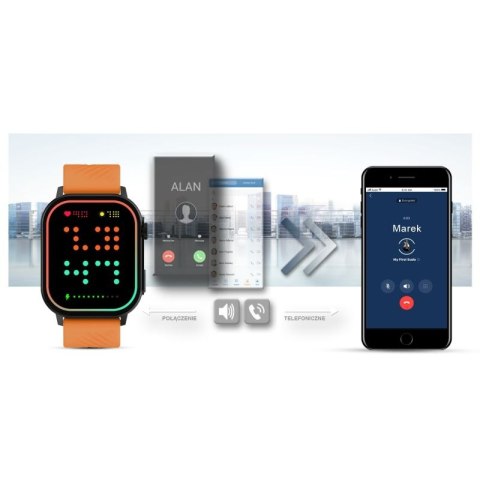 Smartwatch Gravity GT15-2 Pomarańczowy Pasek Silikonowy + Czarna Bransoleta Gravity