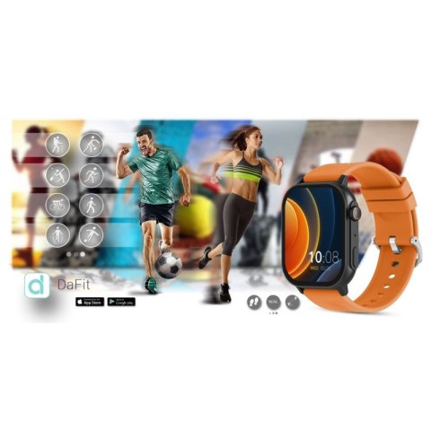Smartwatch Gravity GT15-2 Pomarańczowy Pasek Silikonowy + Czarna Bransoleta Gravity