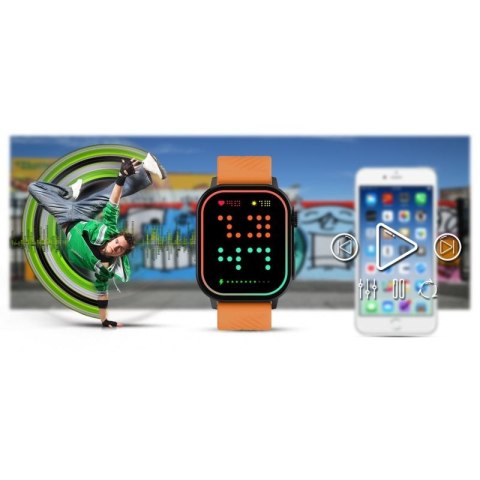 Smartwatch Gravity GT15-2 Pomarańczowy Pasek Silikonowy + Czarna Bransoleta Gravity