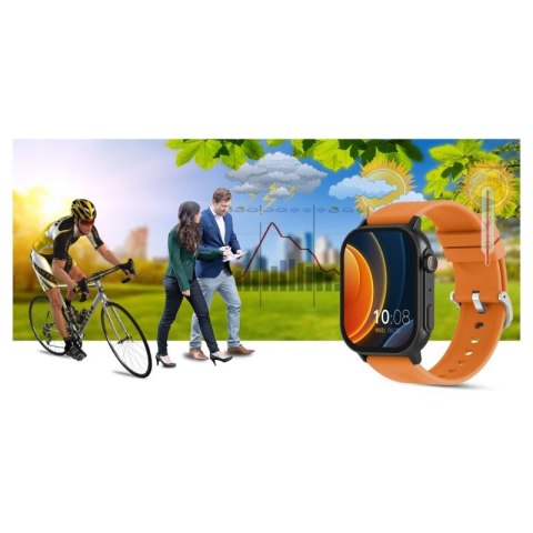Smartwatch Gravity GT15-2 Pomarańczowy Pasek Silikonowy + Czarna Bransoleta Gravity
