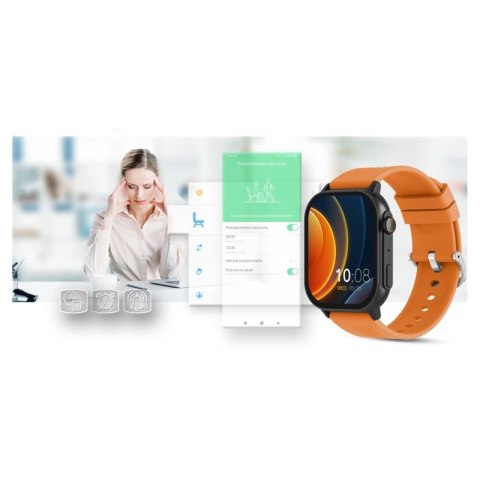 Smartwatch Gravity GT15-2 Pomarańczowy Pasek Silikonowy + Czarna Bransoleta Gravity