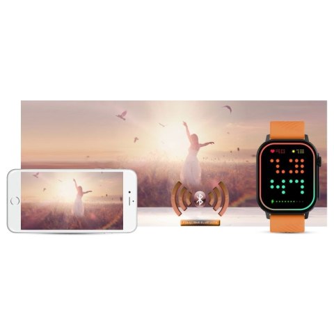 Smartwatch Gravity GT15-2 Pomarańczowy Pasek Silikonowy + Czarna Bransoleta Gravity