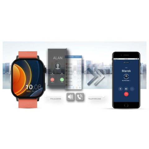 Smartwatch Gravity GT15-3 Czerwony Pasek Silikonowy + Czarna Bransoleta Gravity