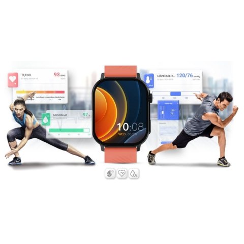 Smartwatch Gravity GT15-3 Czerwony Pasek Silikonowy + Czarna Bransoleta Gravity