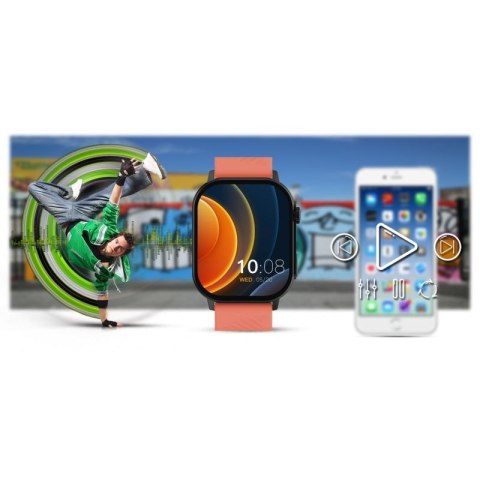 Smartwatch Gravity GT15-3 Czerwony Pasek Silikonowy + Czarna Bransoleta Gravity
