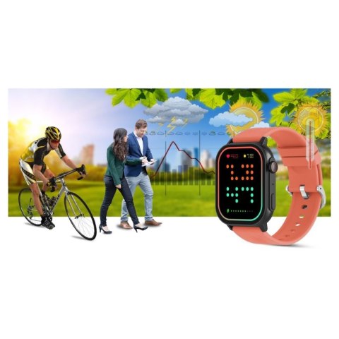 Smartwatch Gravity GT15-3 Czerwony Pasek Silikonowy + Czarna Bransoleta Gravity