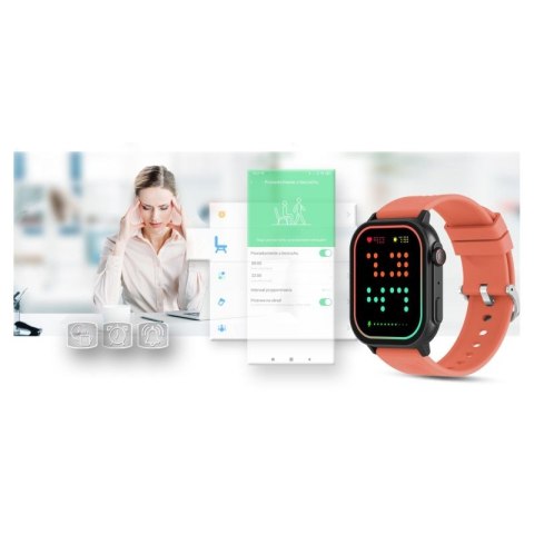 Smartwatch Gravity GT15-3 Czerwony Pasek Silikonowy + Czarna Bransoleta Gravity