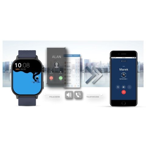 Smartwatch Gravity GT15-4 Niebieski Pasek Silikonowy + Tytanowa Bransoleta Gravity