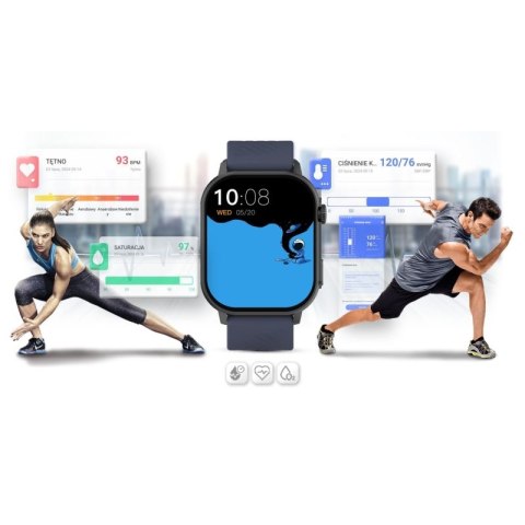 Smartwatch Gravity GT15-4 Niebieski Pasek Silikonowy + Tytanowa Bransoleta Gravity
