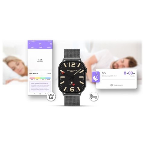 Smartwatch Gravity GT15-4 Niebieski Pasek Silikonowy + Tytanowa Bransoleta Gravity