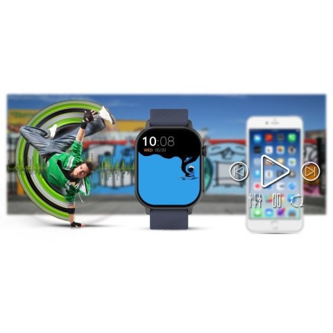 Smartwatch Gravity GT15-4 Niebieski Pasek Silikonowy + Tytanowa Bransoleta Gravity