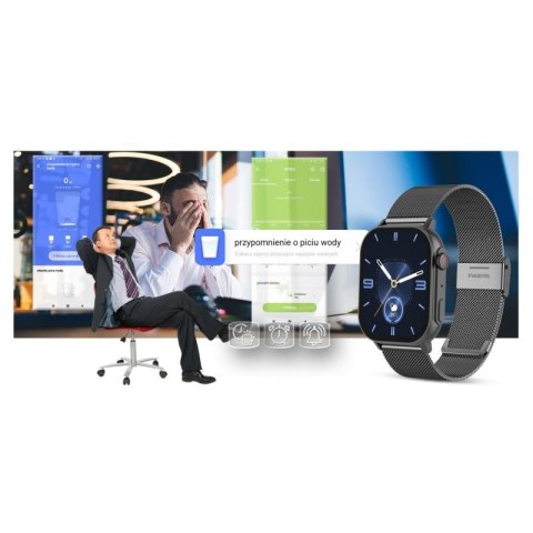 Smartwatch Gravity GT15-4 Niebieski Pasek Silikonowy + Tytanowa Bransoleta Gravity