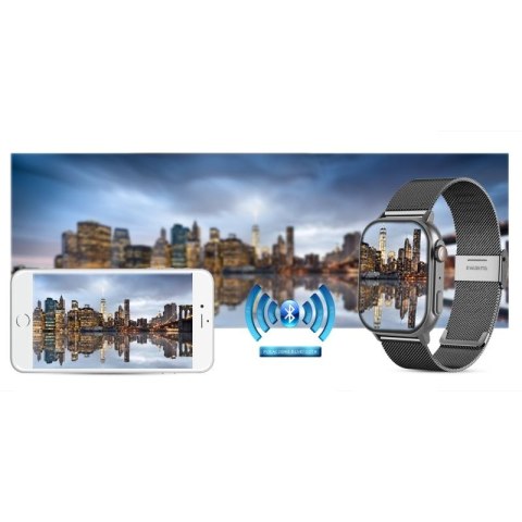 Smartwatch Gravity GT15-4 Niebieski Pasek Silikonowy + Tytanowa Bransoleta Gravity