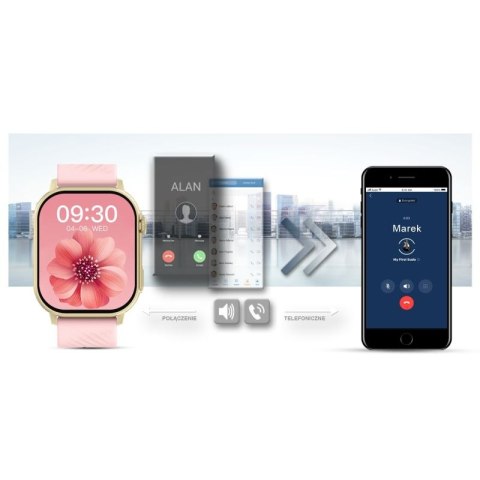 Smartwatch Gravity GT15-7 Różowy Pasek Silikonowy + Złota Bransoleta Gravity