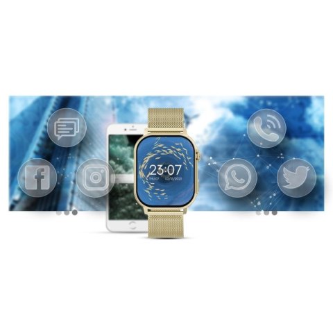 Smartwatch Gravity GT15-7 Różowy Pasek Silikonowy + Złota Bransoleta Gravity
