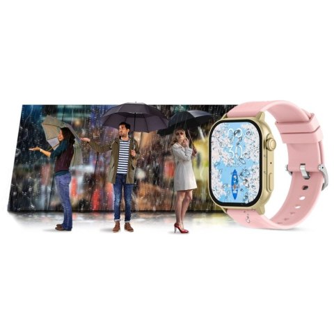 Smartwatch Gravity GT15-7 Różowy Pasek Silikonowy + Złota Bransoleta Gravity