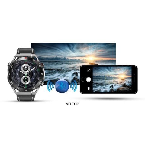Smartwatch VELTORI VT100-1 + Czarny Pasek Silikonowy + Czarny Eko Skóra VELTORI
