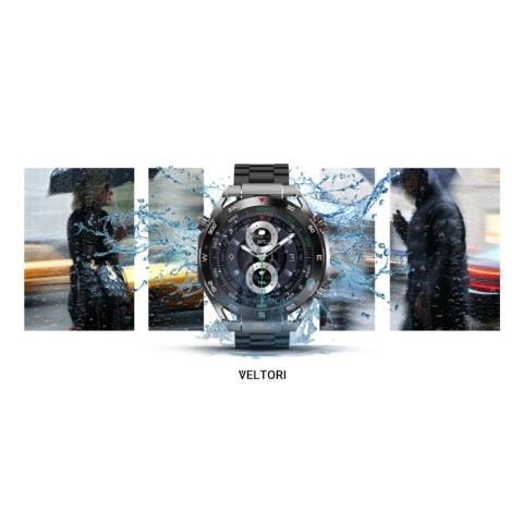 Smartwatch VELTORI VT100-1 + Czarny Pasek Silikonowy + Czarny Eko Skóra VELTORI