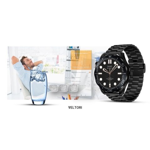 Smartwatch VELTORI VT150-1 Czarny Pasek Silikonowy + Czarna Bransoleta VELTORI